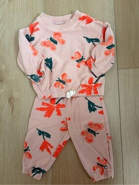 Carter's Light Pink Knit Baby Outfit with Coral Accents